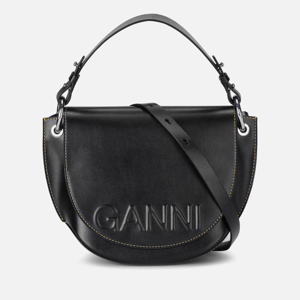 Ganni Banner Logo Debossed Leather Bag