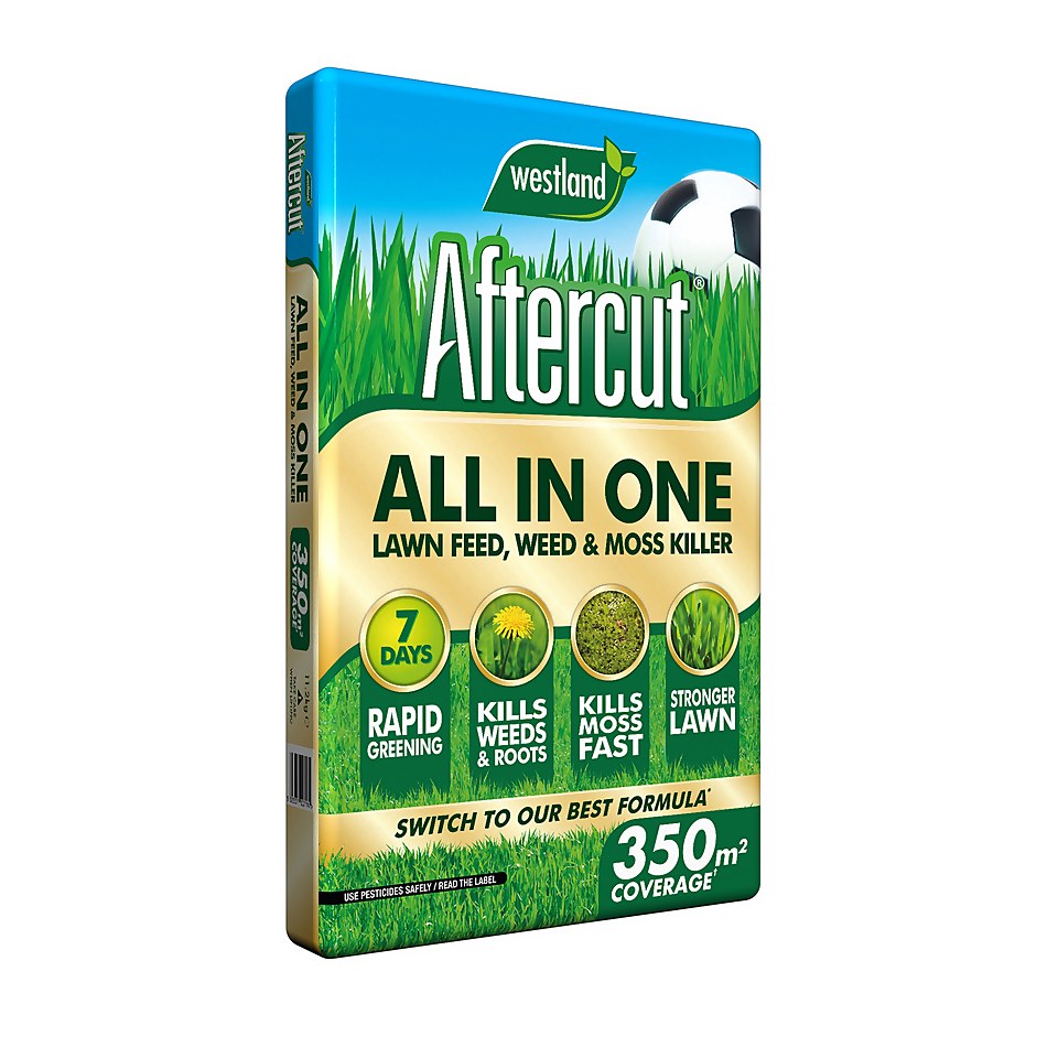 Aftercut All-In-One Lawn Feed, Weed & Moss Killer - 350m²