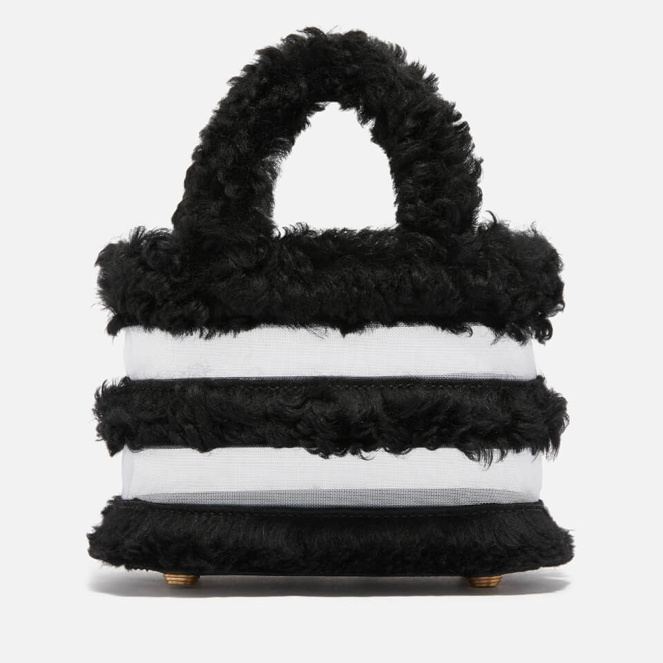 Cult Gaia Laleh Shearling and Mesh Bag