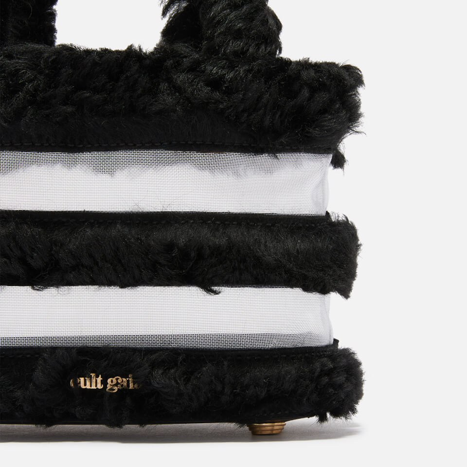 Cult Gaia Laleh Shearling and Mesh Bag