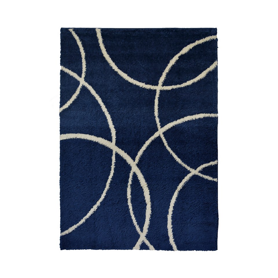 Snug Bubbles Rug Navy & Ivory 160x230cm Homebase