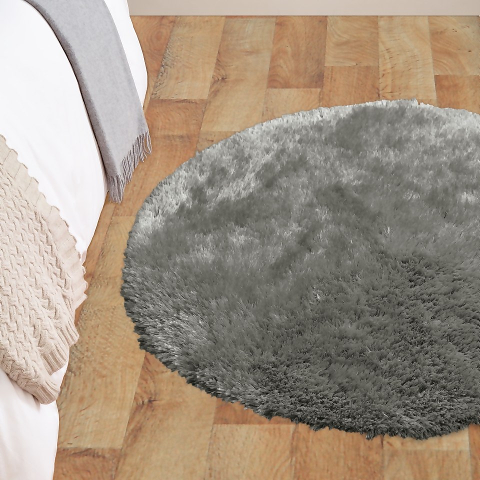 Soft Washable Circle Rug - Grey - 100cm