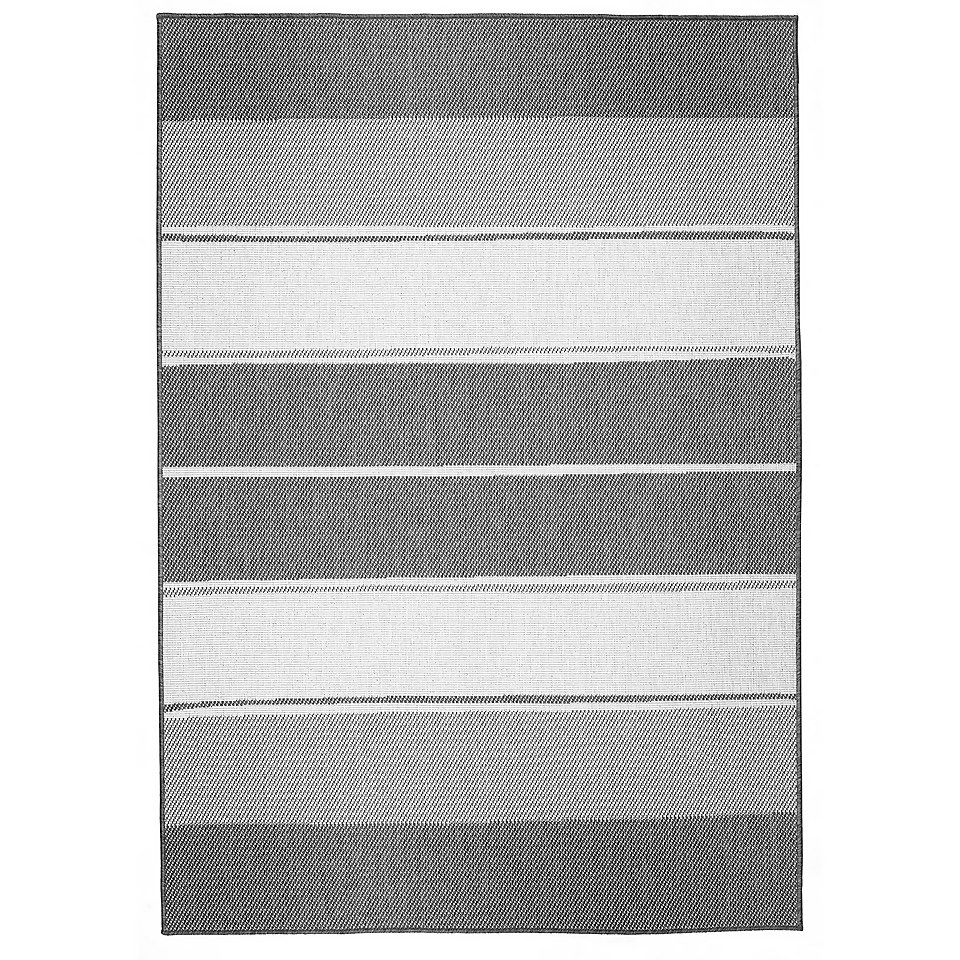 Duo Weave Indoor/Outdoor Rug - Stripe Charcoal - 160x230cm