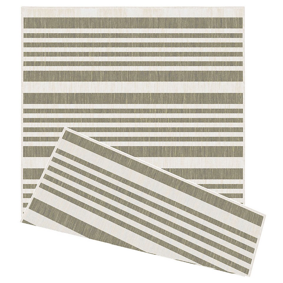 Duo Weave Indoor/Outdoor Rug - Stripes Natural - 160x230cm