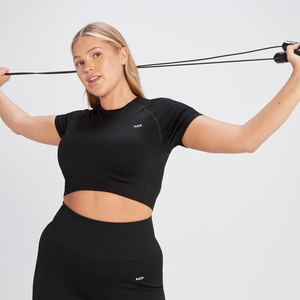 MP Women's Tempo Rib Seamless Crop Top - Black