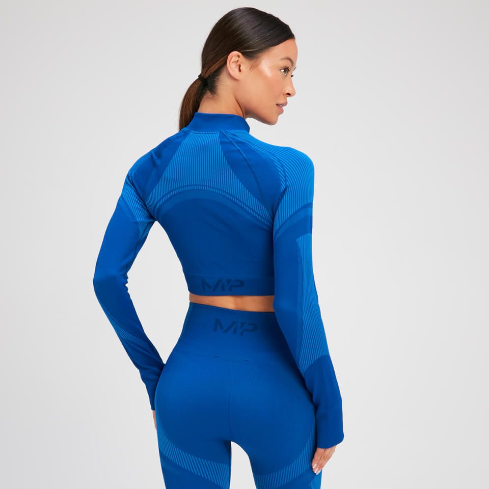 MP Women's Tempo Ultra Seamless Long Sleeve Crop 1/4 Zip - Surf Blue