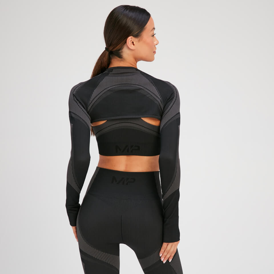 MP Women's Tempo Ultra Seamless Long Sleeve Crop Top - Black