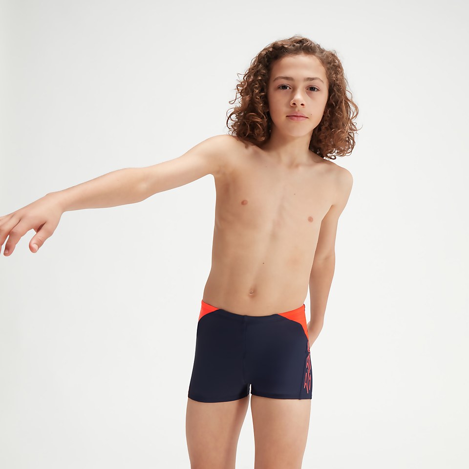 Boys' Hyper Boom Logo Splice Aquashort Navy/Orange