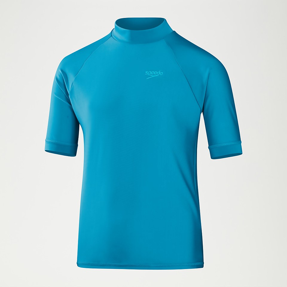 Boys' Printed Short Sleeve Rash Top Teal/Blue