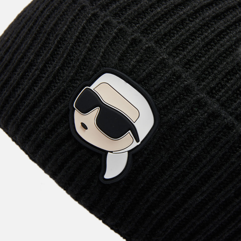 Karl Lagerfeld Ikonik 2.0 Logo Rib-Knit Beanie