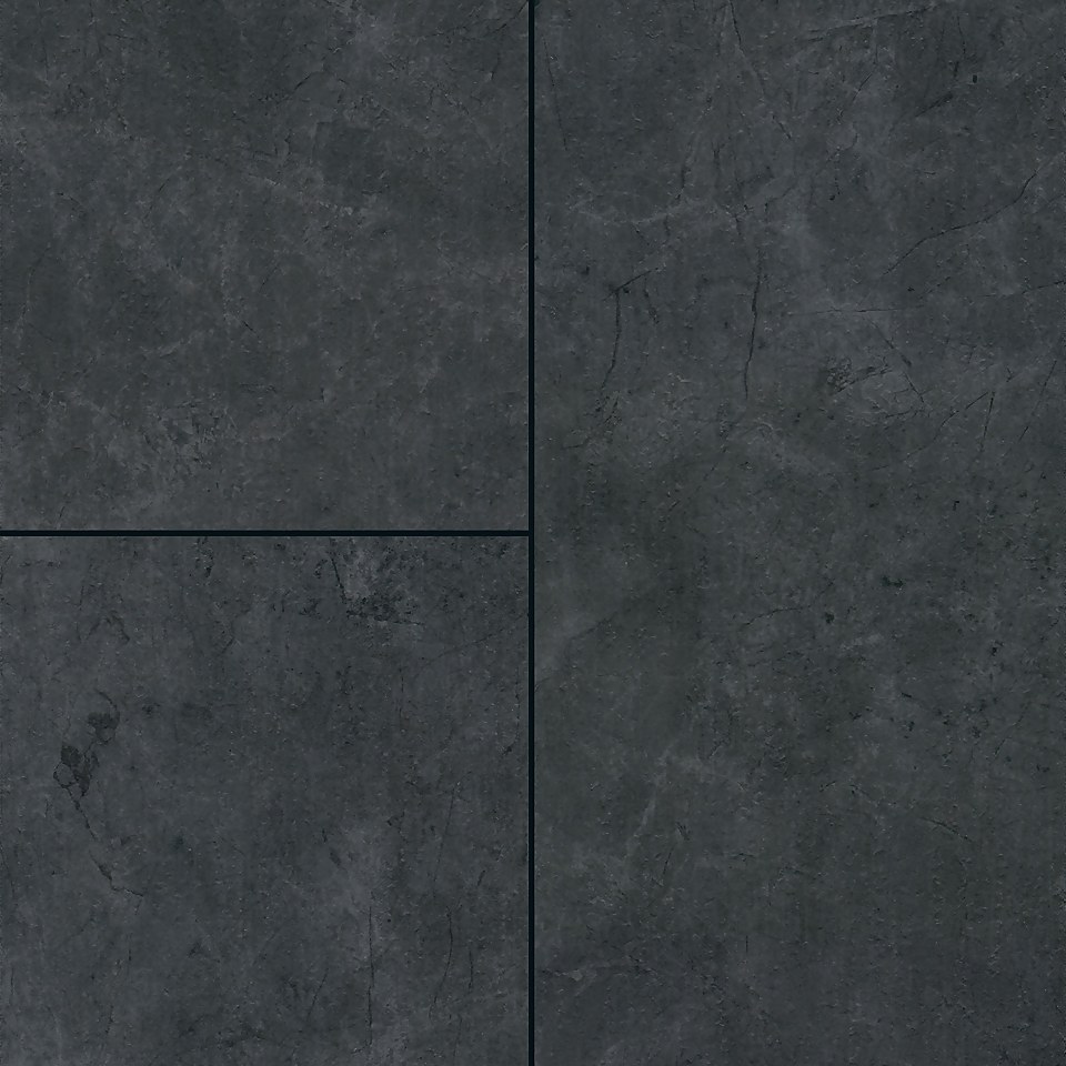 EGGER HOME Anthracite Slate Tile 8mm Aqua+ Laminate Flooring Sample