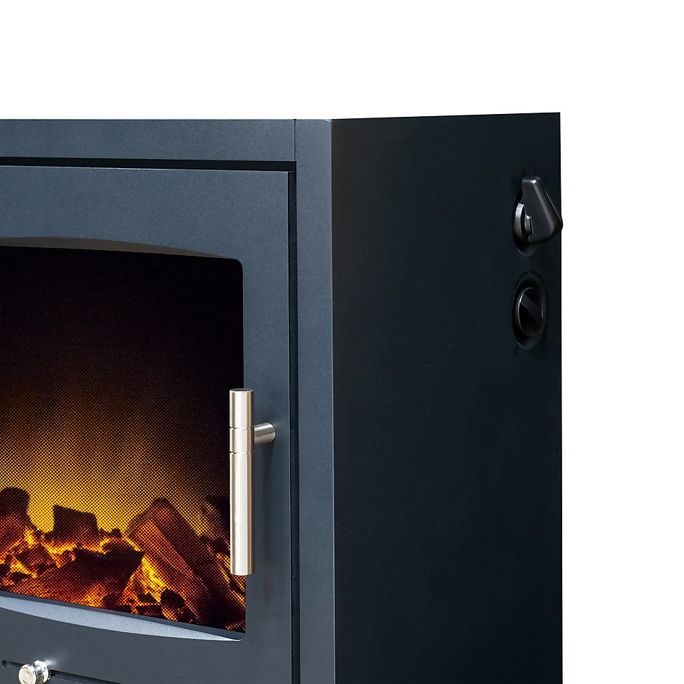 Adam Bergen Electric Stove with Realistic LED Flame Effect - Charcoal Grey