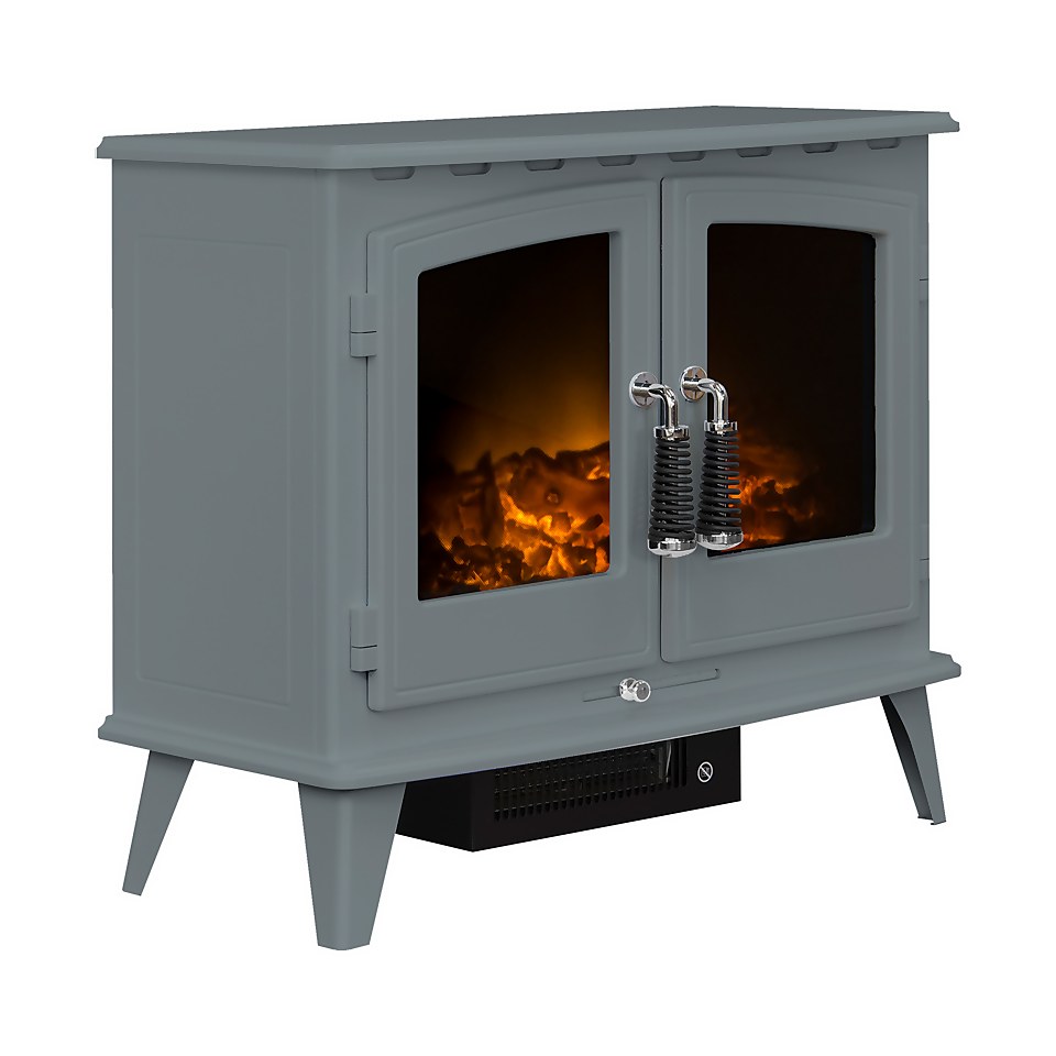 Adam Woodhouse Electric Stove with Realistic LED Flame Effect Grey