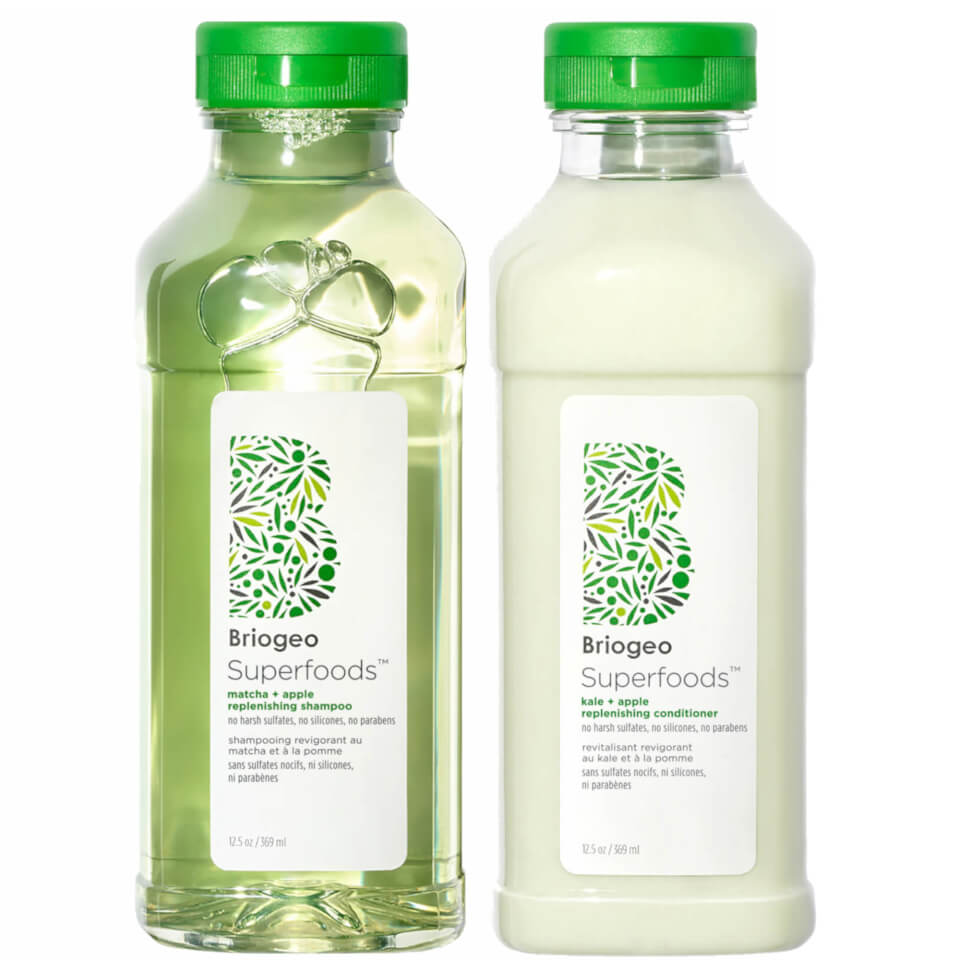 Briogeo Be Gentle Be Kind Superfood Matcha Apple Shampoo and Kale Apple Conditioner Duo