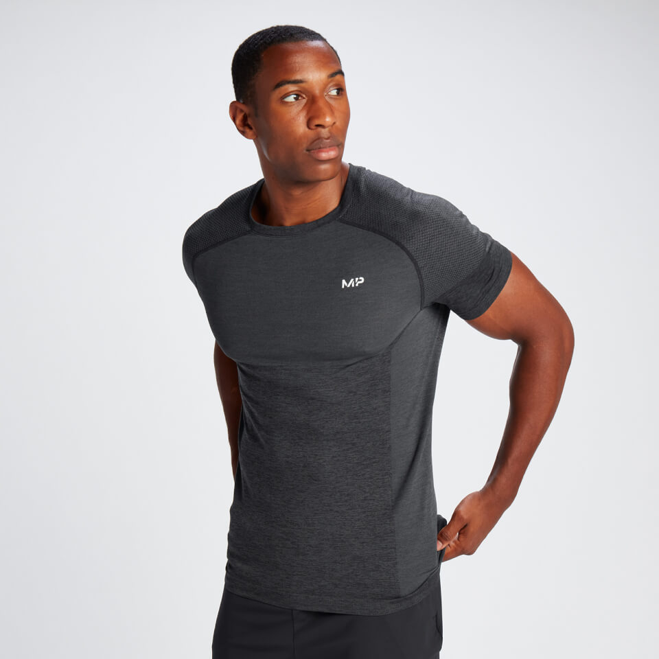 MP Men's Seamless Short Sleeve T-Shirt - Black Marl