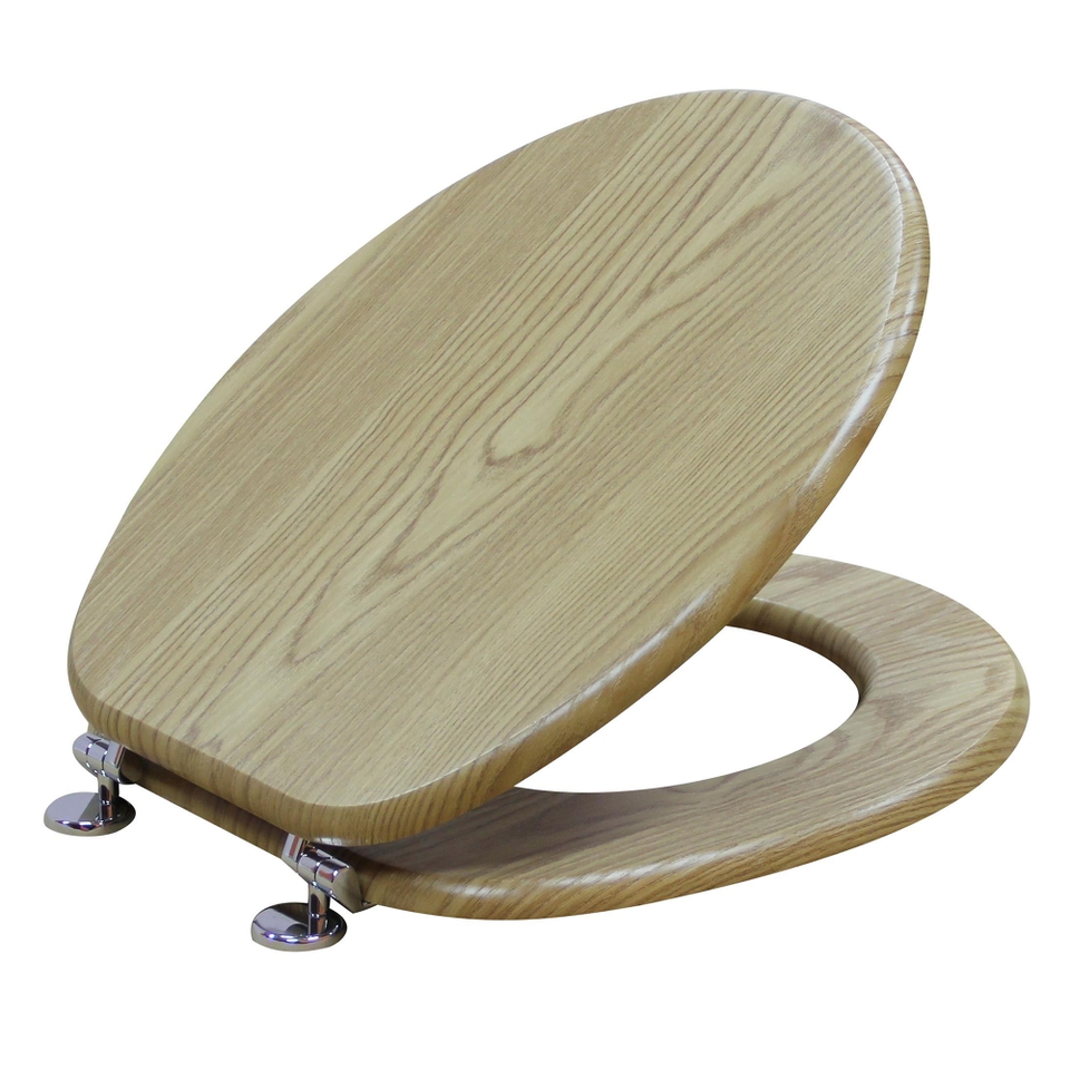 Homebase Wooden Traditional Toilet Seat Light Oak Homebase