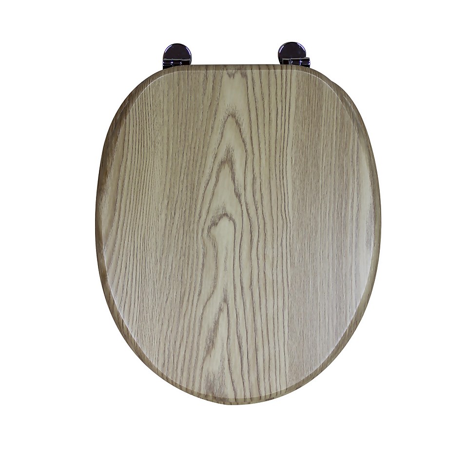 Homebase Wooden Traditional Toilet Seat - Light Oak