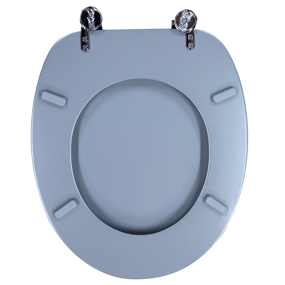 Homebase Wooden Classic Tongue & Groove Toilet Seat - Grey