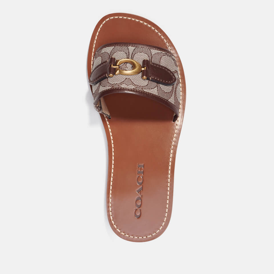 Coach Women's Ina Leather and Jacquard Sandals