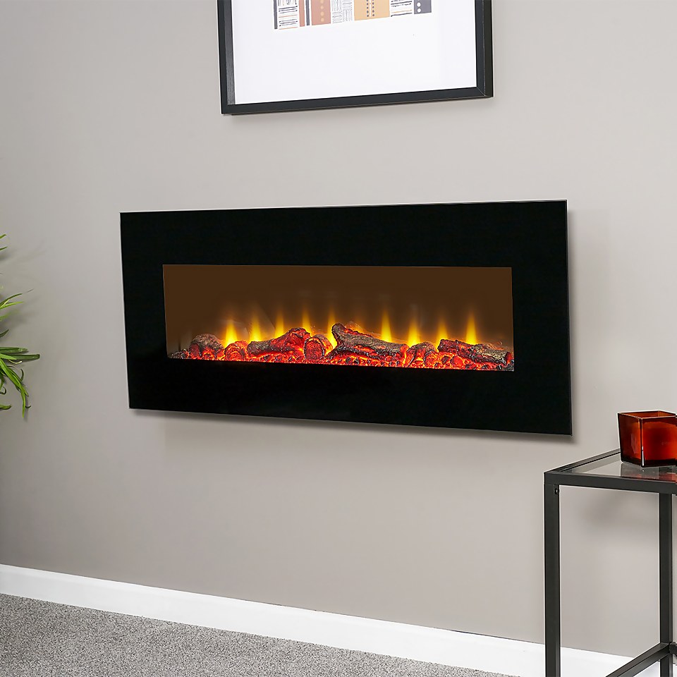 Sureflame WM-9331 Electric Wall Mounted Fire with Remote Control in Black, 42 Inch