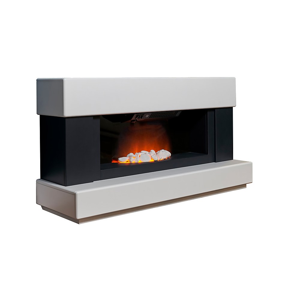 Adam Verona Fireplace Suite in Pure White & Charcoal Grey, 48 Inch