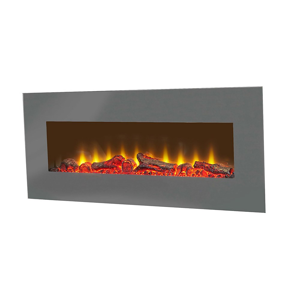 Sureflame WM-9505 Electric Wall Mounted Fire with Remote Control in Grey, 42 Inch