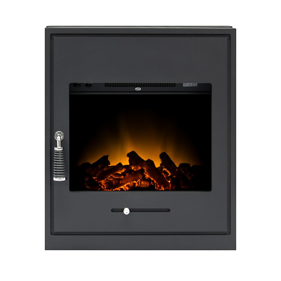Adam Oslo Electric Stove with Inset Fitting & Remote Control - Black