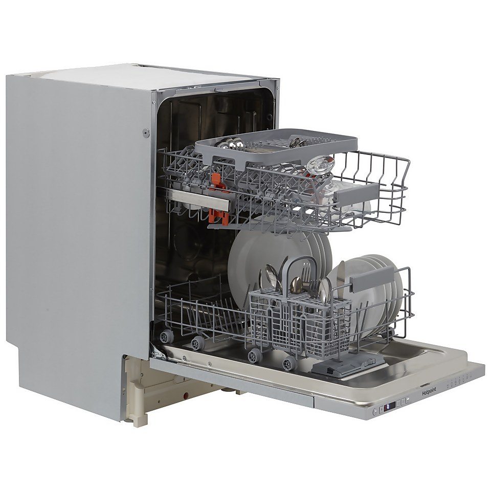 Hotpoint HSIC3M19CUKN Fully Integrated Slimline Dishwasher Silver Control Panel with Fixed