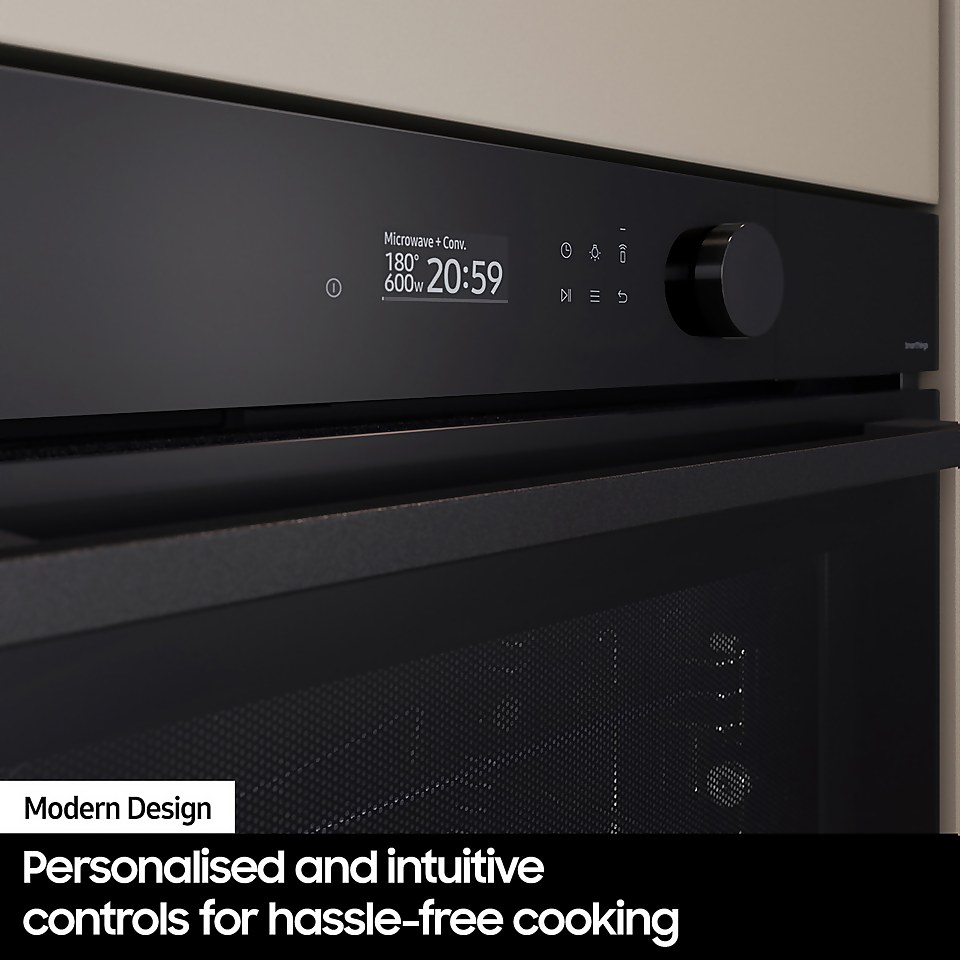 Samsung Bespoke Series 5 NQ5B5763DBK Wi-Fi Connected Built In Compact Electric Single Oven with Microwave - Black