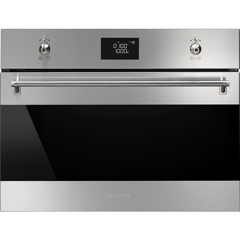 Smeg Classic SF4390MCX Built In Compact Electric Single Oven with Microwave Function - Stainless Steel