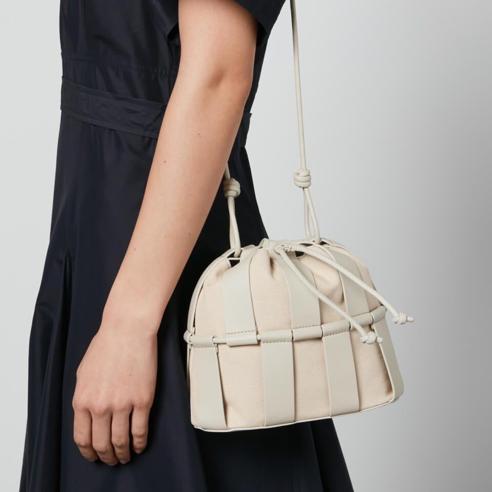 Hereu Llinera Caged Leather and Canvas Shoulder Bag