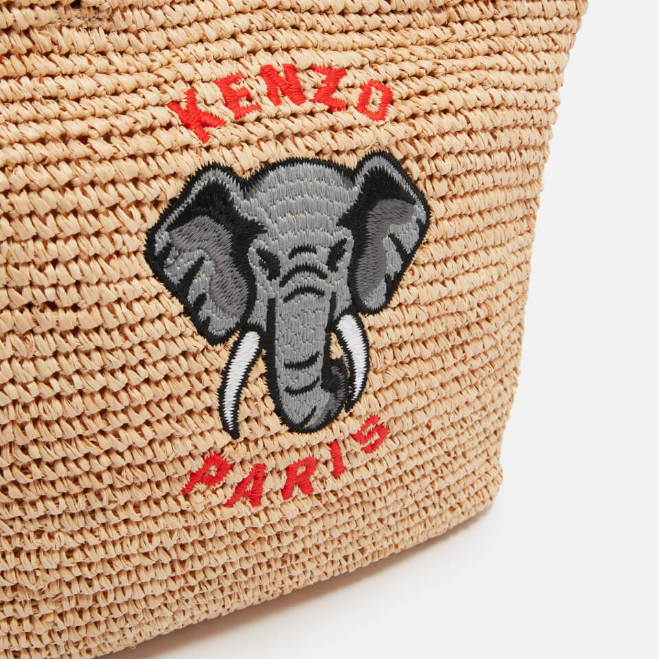 KENZO LogoAppliquéd Raffia Bucket Bag