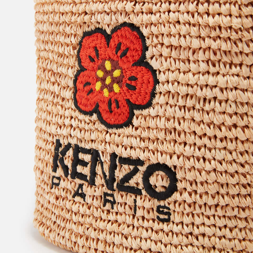 KENZO Logo-Appliquéd Raffia Bucket Bag