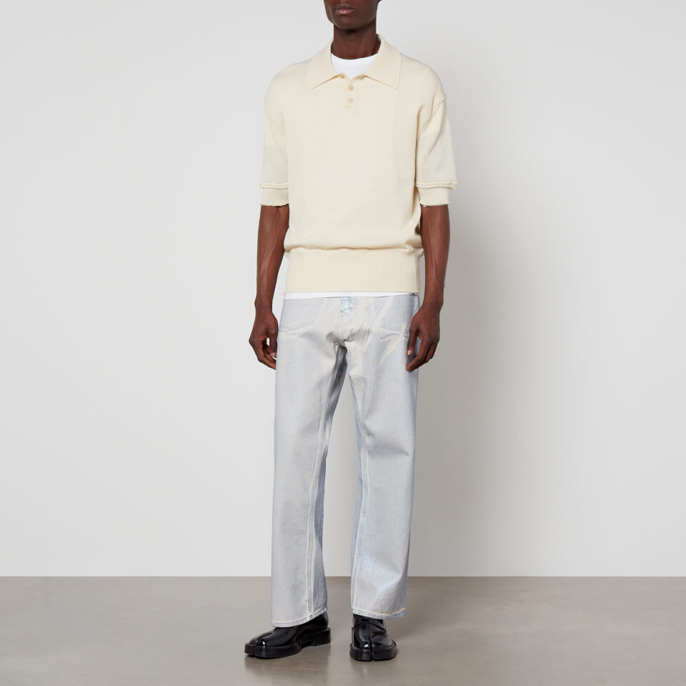 Tシャツ・カットソー Maison Margiela Backstitch Women's Polo Knit Wool blend t-shirt with iconic back stitching MAISON