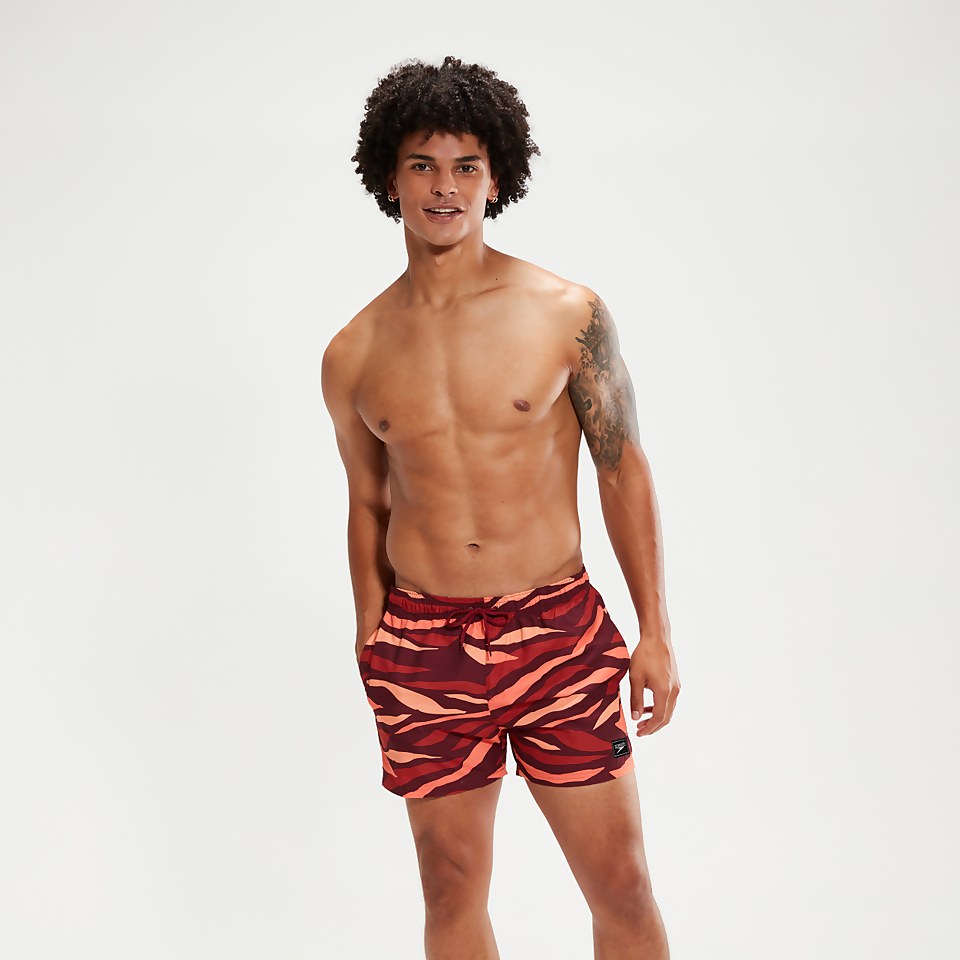 Men's Printed Leisure 14" Swim Shorts Oxblood/Orange