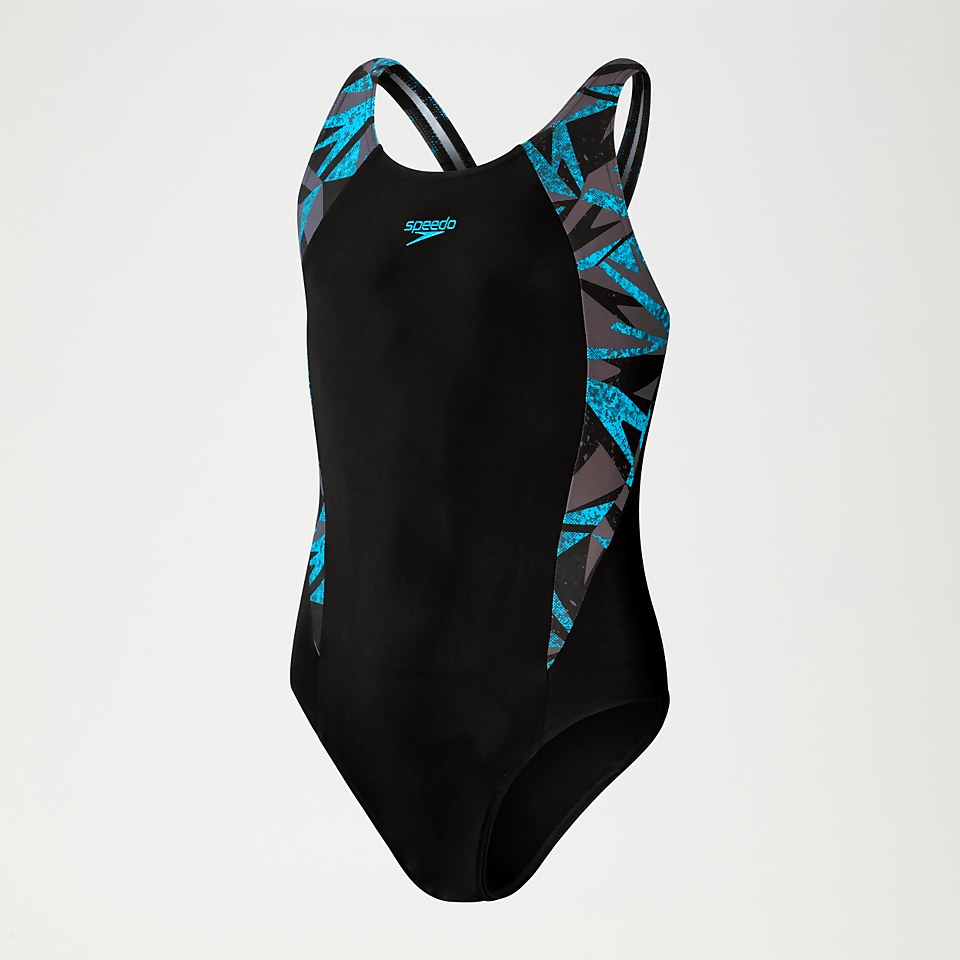 Girls' HyperBoom Muscleback Swimsuit Black/Blue