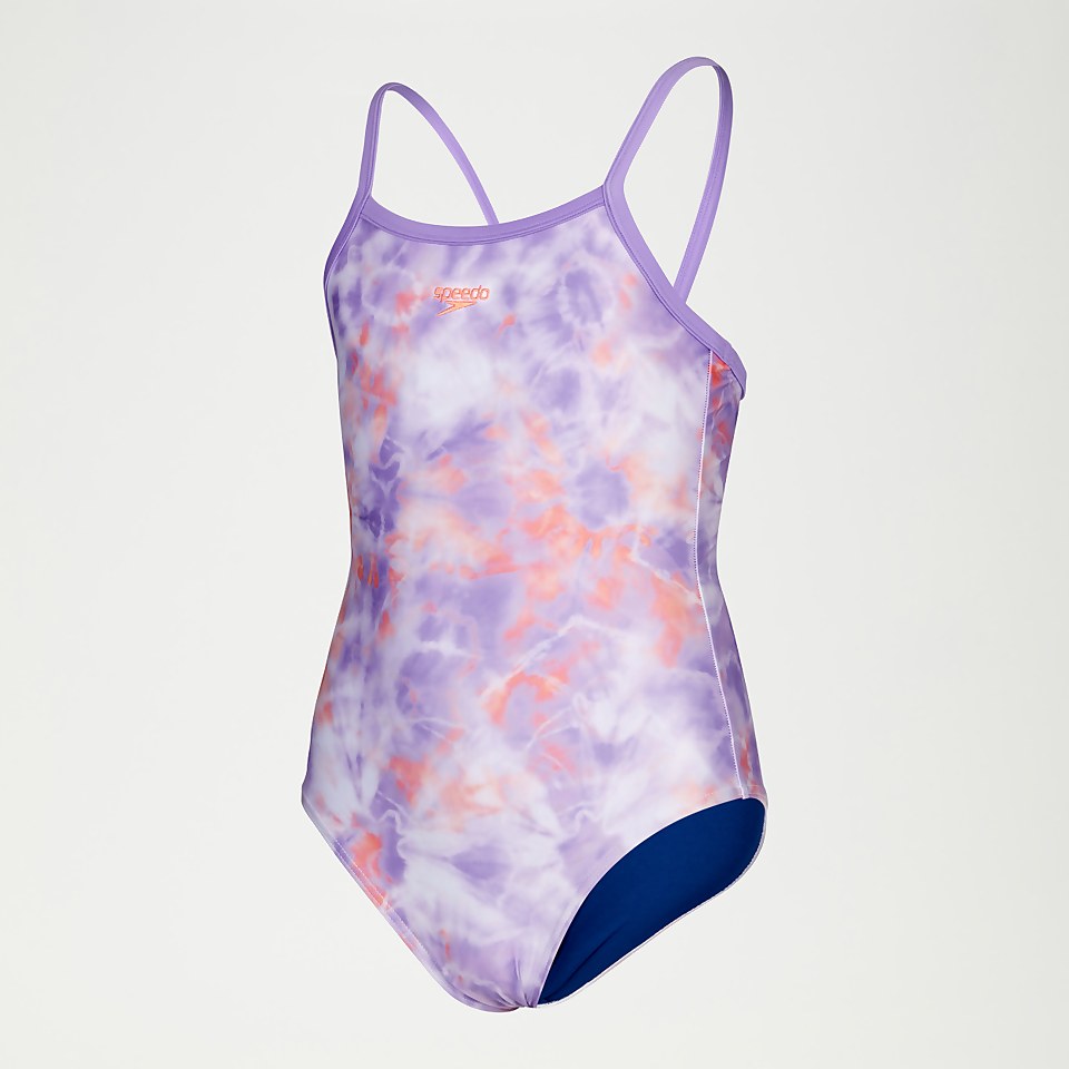 Girls' Thinstrap Muscleback Swimsuit Lilac/White