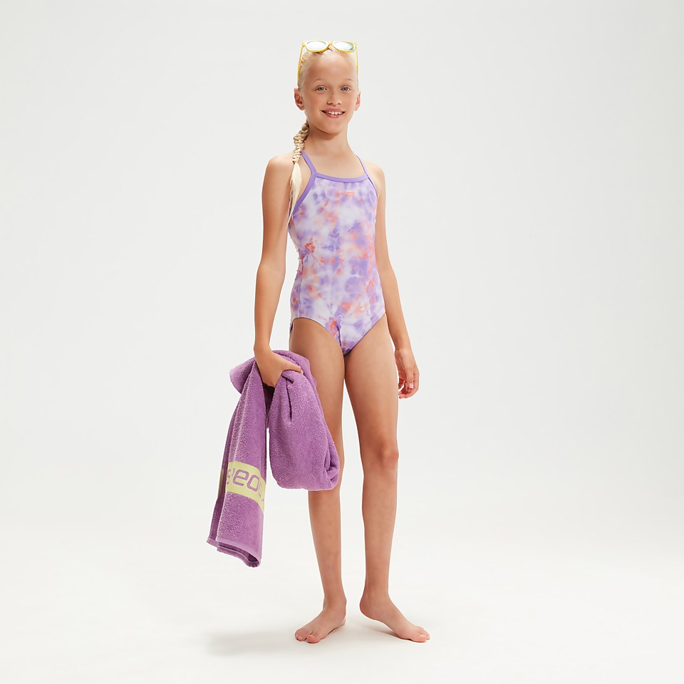 Girls' Thinstrap Muscleback Swimsuit Lilac/White