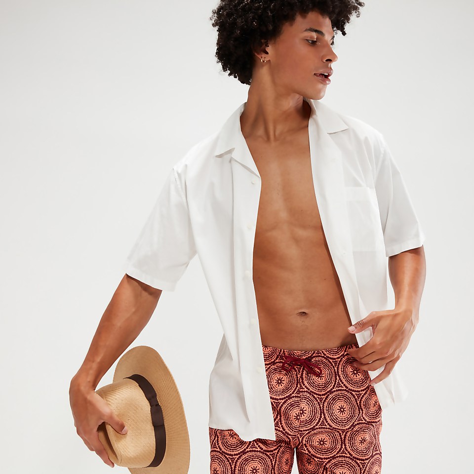 Bedruckte Leisure 45 cm Schwimmshorts für Herren Orange/Weinrot