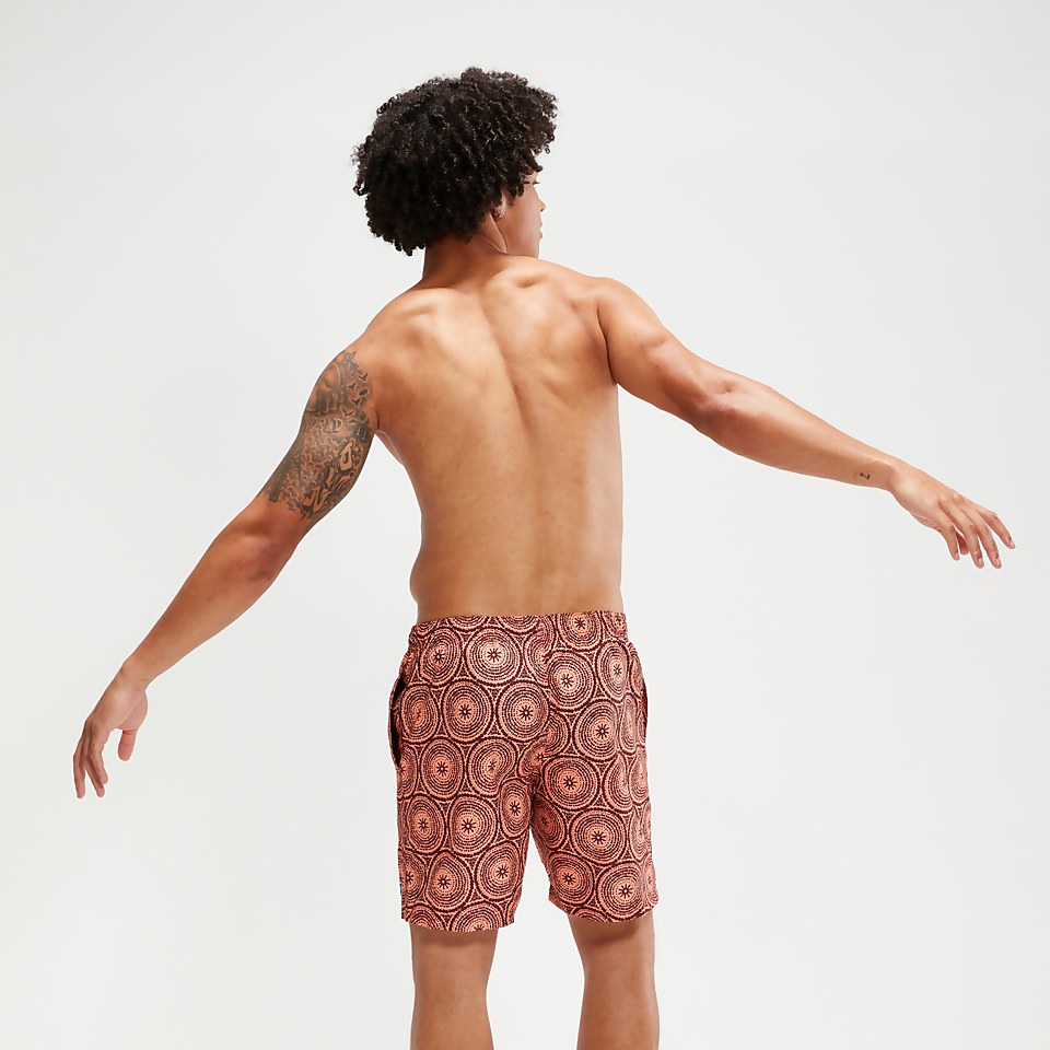Bedruckte Leisure 45 cm Schwimmshorts für Herren Orange/Weinrot