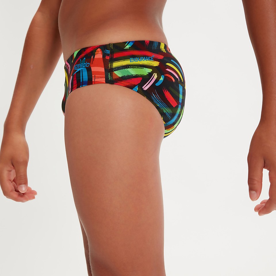 6,5 cm Pinselstrich-Badehose für Jungen Schwarz/Gelb