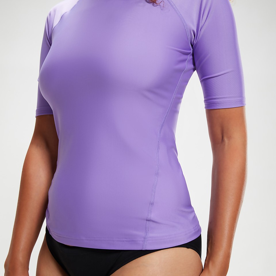 Kurzärmeliges Rash-Top für Damen Flieder