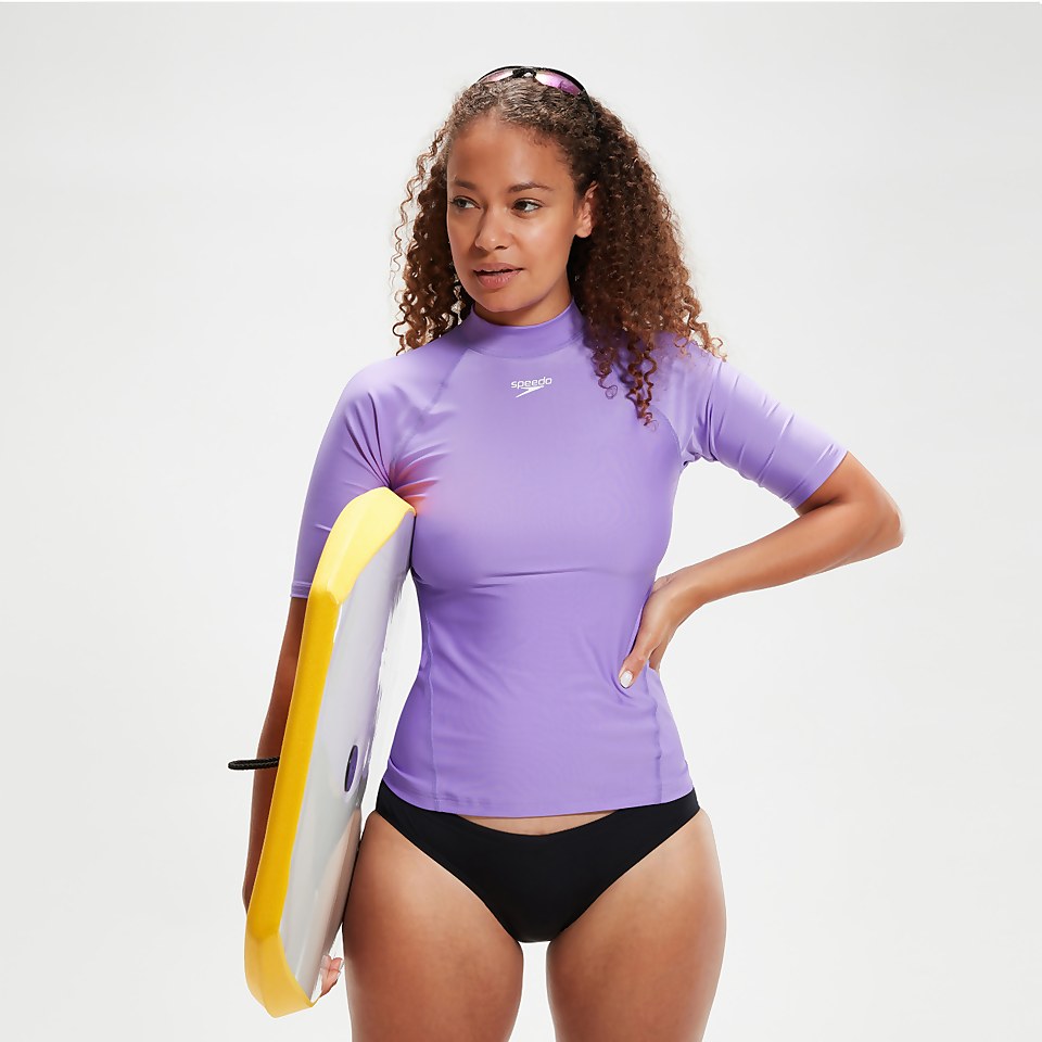 Kurzärmeliges Rash-Top für Damen Flieder