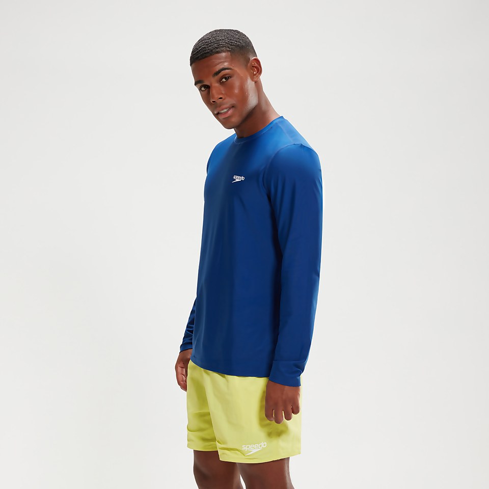 Men's Printed Long Sleeve Swim Top Blue/White