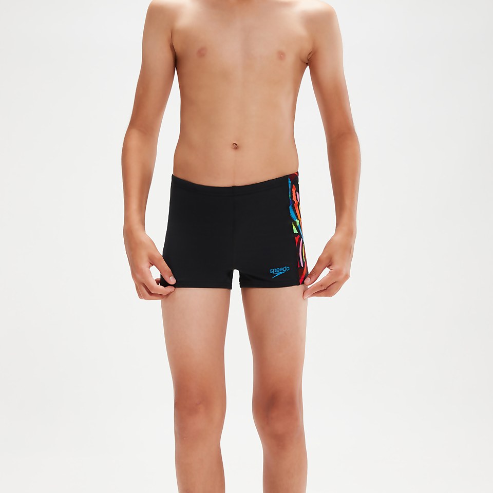 Boxer de bain Garçon Tech Panel noir/orange