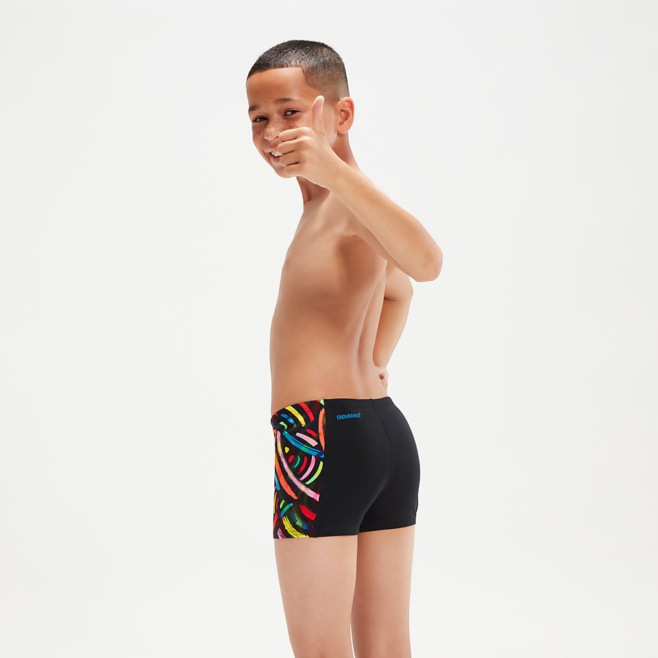 Boxer de bain Garçon Tech Panel noir/orange