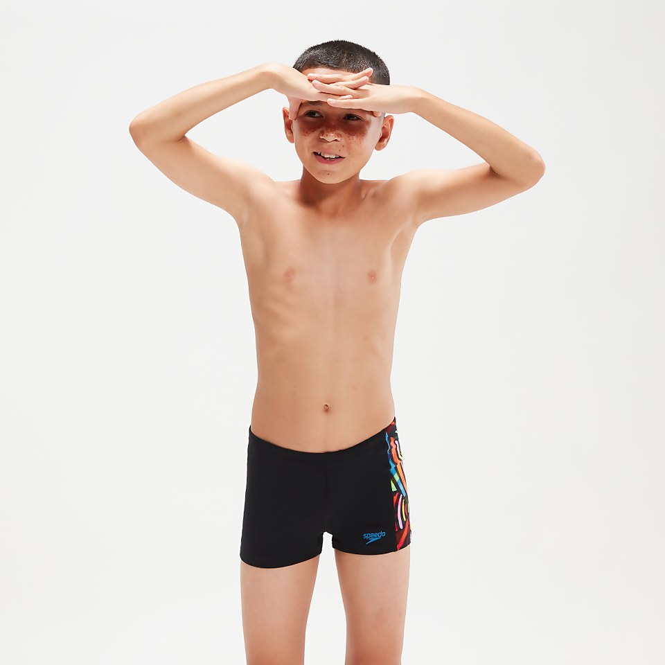 Boxer de bain Garçon Tech Panel noir/orange