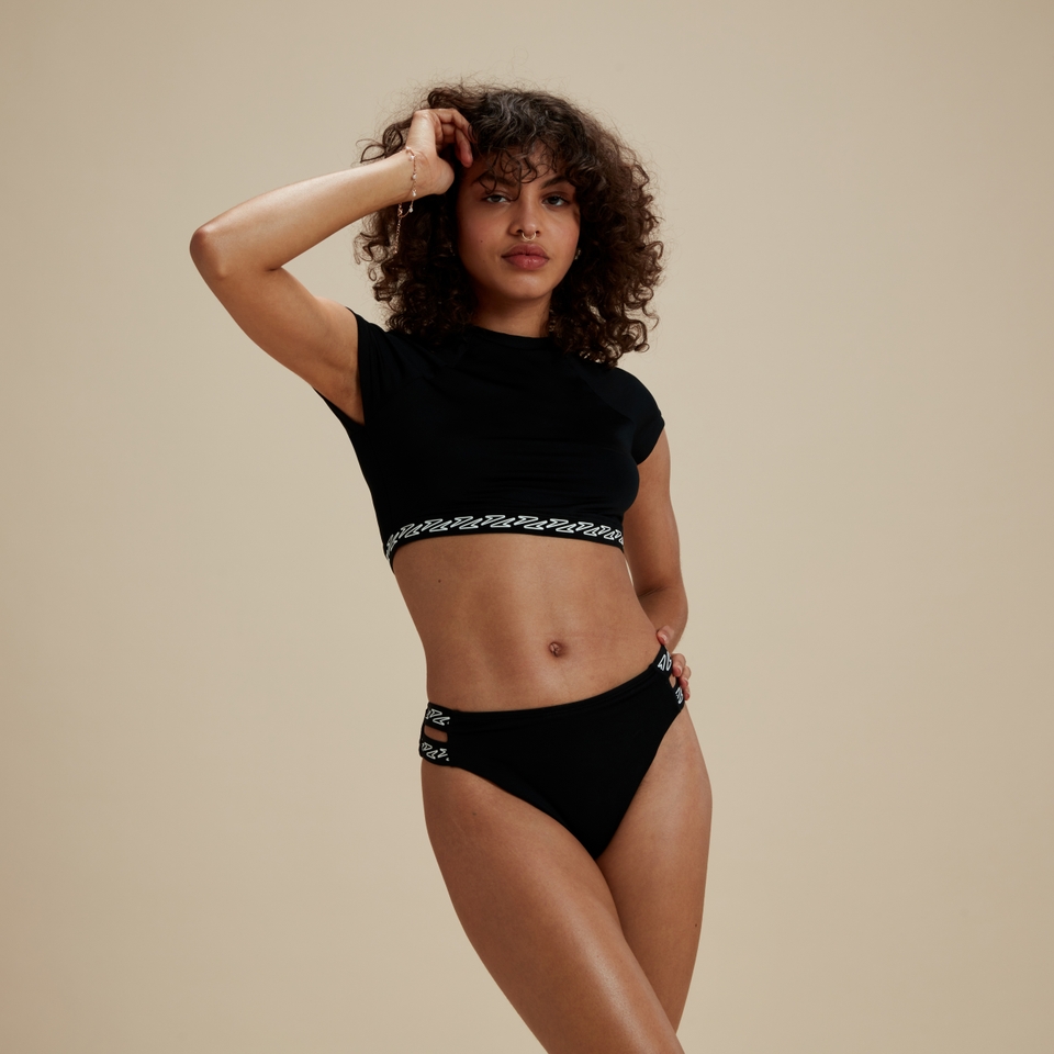 Women's FLU3NTE Solid Logo Bikini Crop Top Black