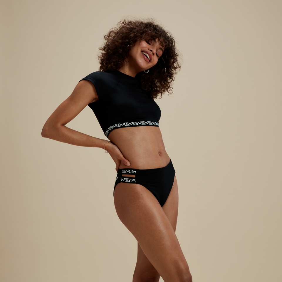 Women's FLU3NTE Solid Logo Bikini Crop Top Black