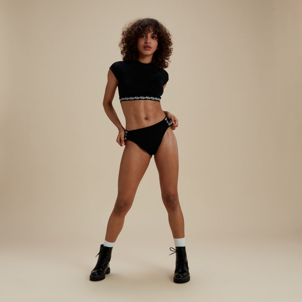 Women's FLU3NTE Solid Logo Bikini Crop Top Black